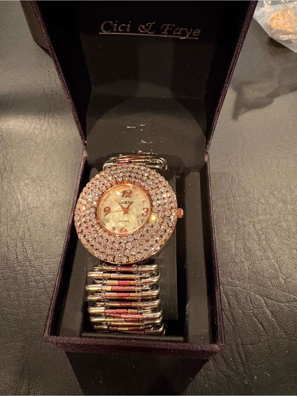 Rose Gold Crystal Stretch Watch